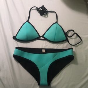 neoprene turquoise size small bikini set